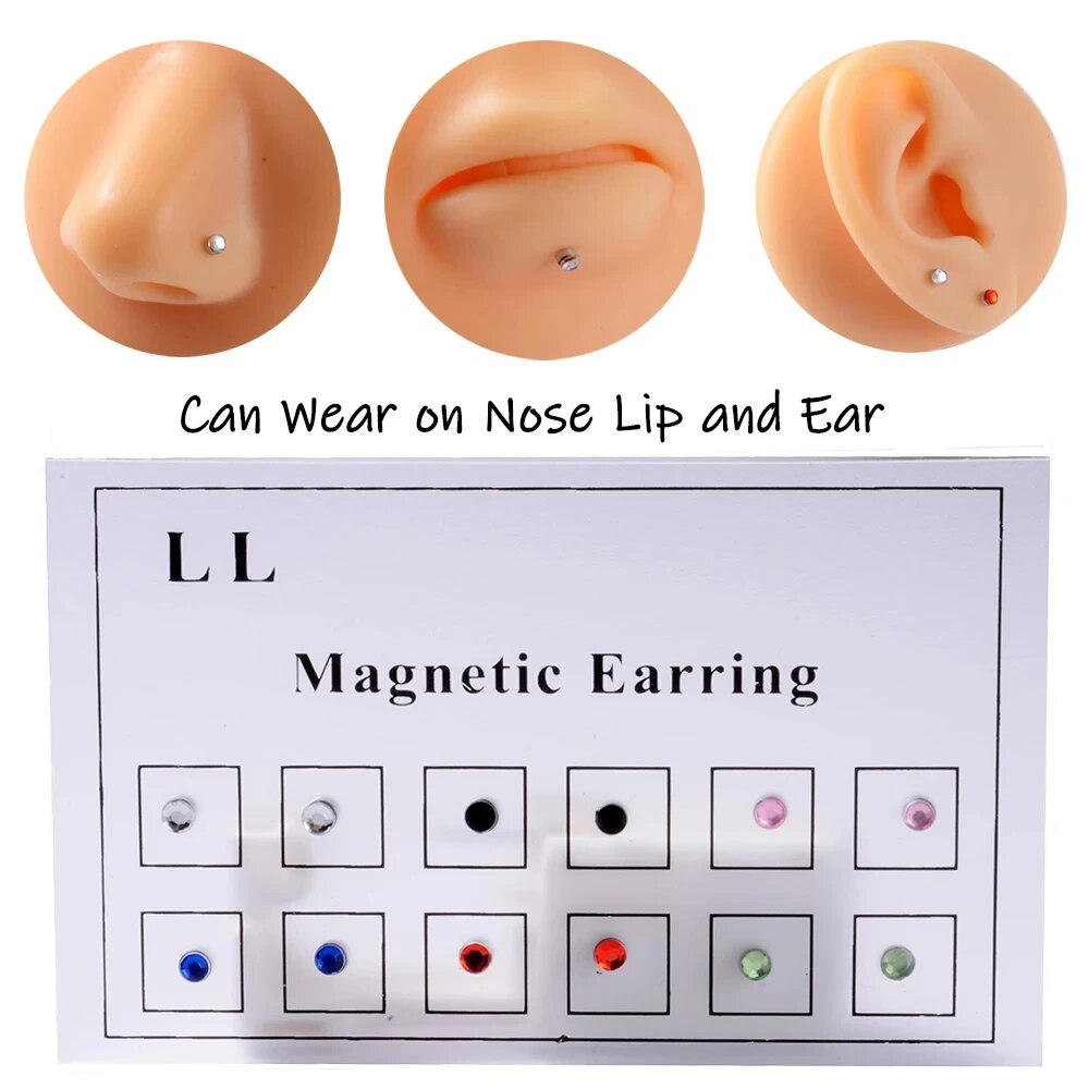 Body Jewelry Ear Piercing - 12 uds/tarjeta tramposo falso imán no