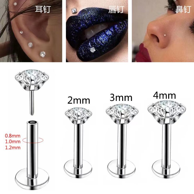 Body Jewelry Hot - Pendientes de acero inoxidable con circonita