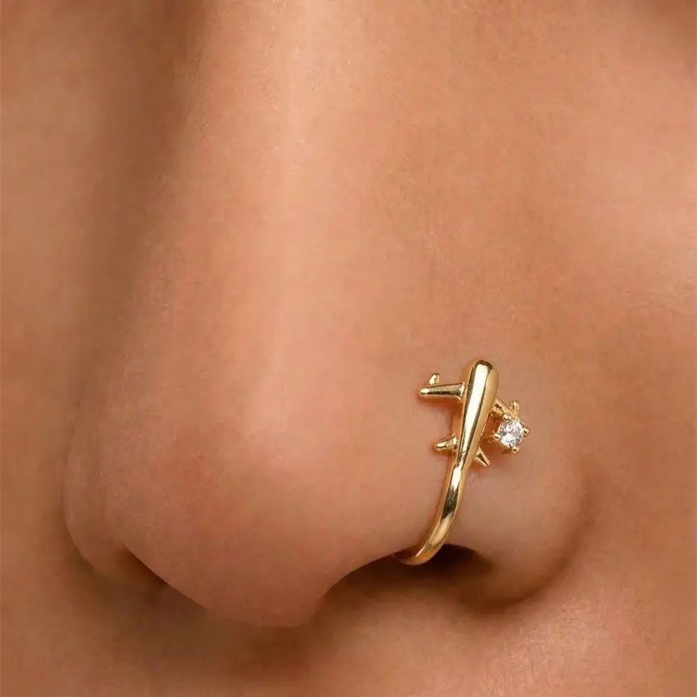 Body Jewelry Hot - Clip Nasal con Diseño de Avión,