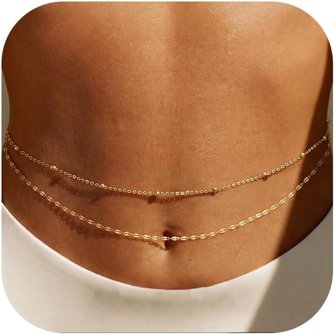 Body Jewelry By The Chain Gang - Cadena de cintura chapada en oro