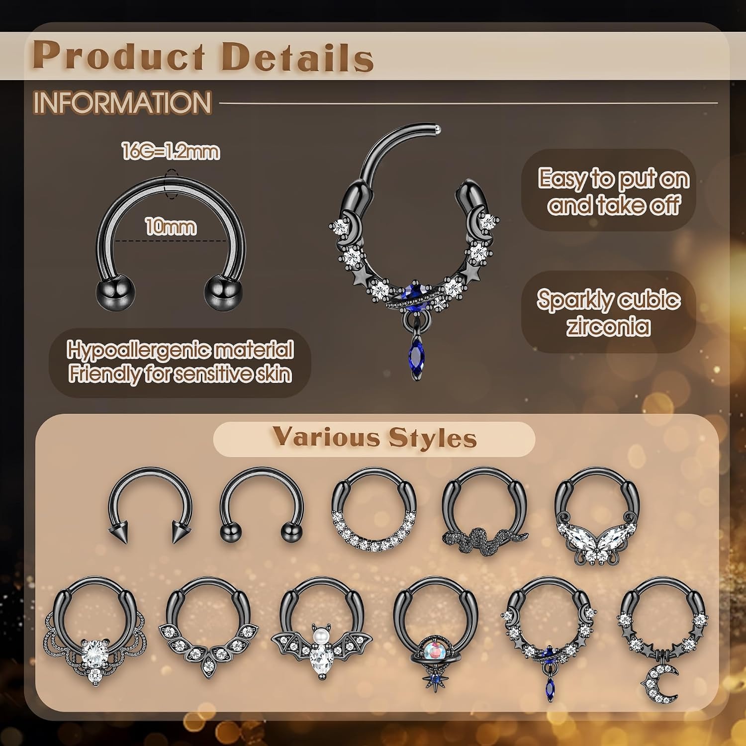 Anillos de Septum FASACCO, Joy - Body Jewelry For Sensitive Skin reseña y precio