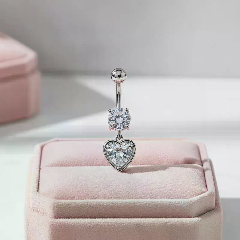 Anillo curvo para ombligo con  - Body Jewelry For Sensitive Skin reseña y precio