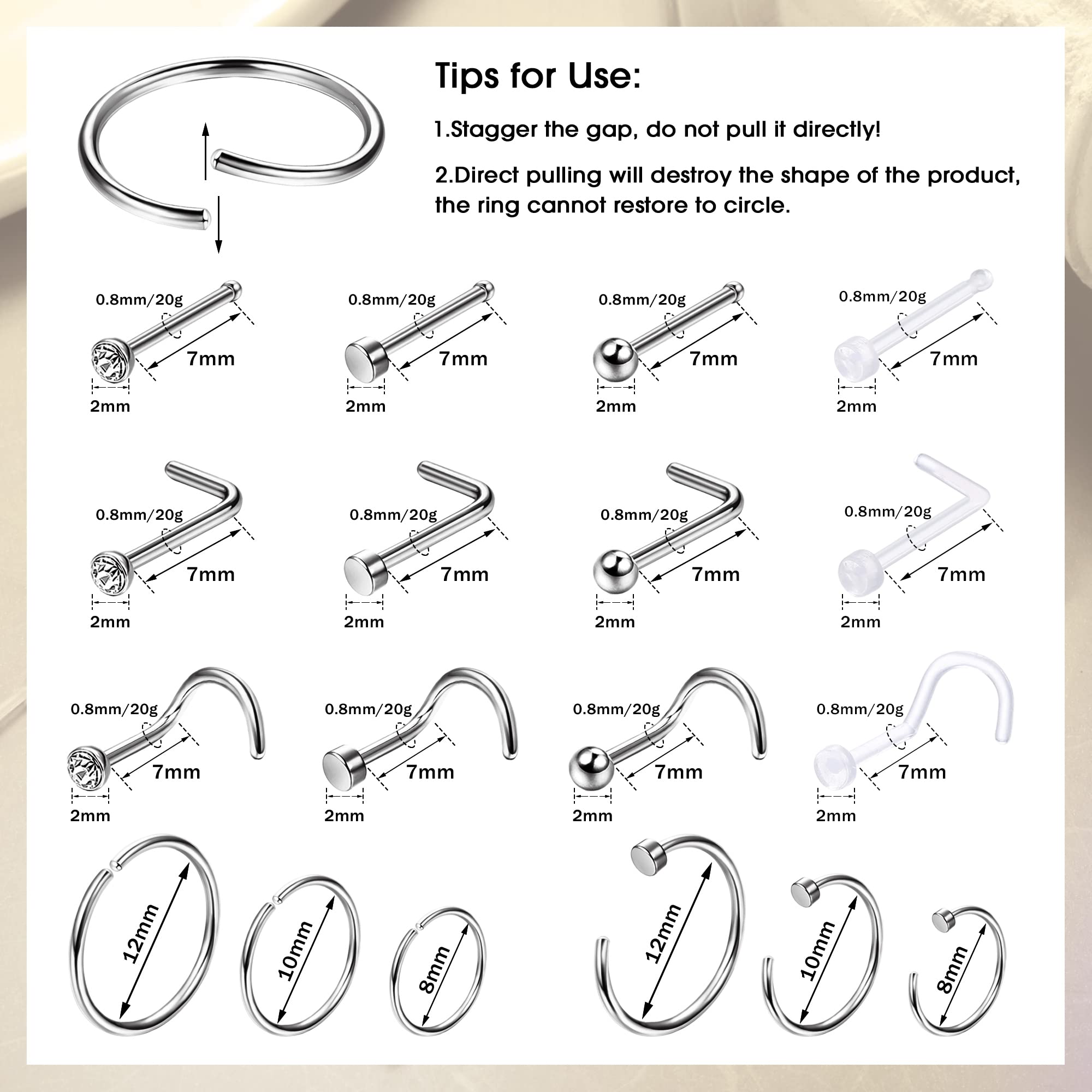 1 Uds. Anillo de nariz hipoale - Body Jewelry For Sensitive Skin reseña y precio